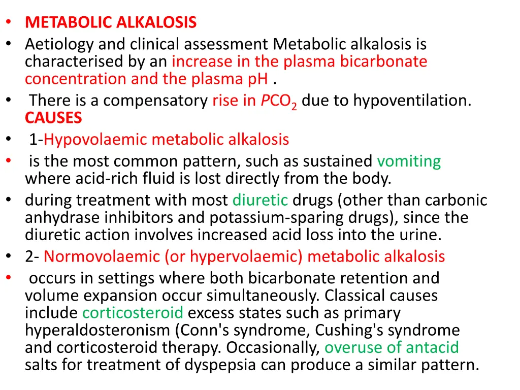 metabolic alkalosis aetiology and clinical