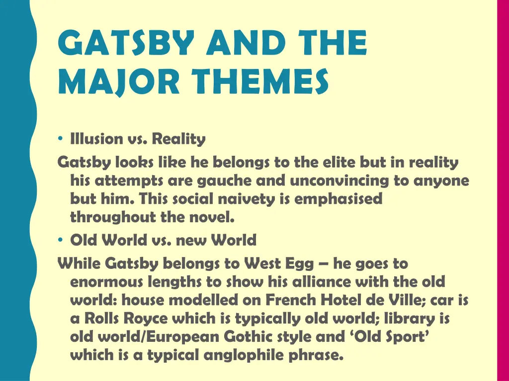 gatsby and the major themes