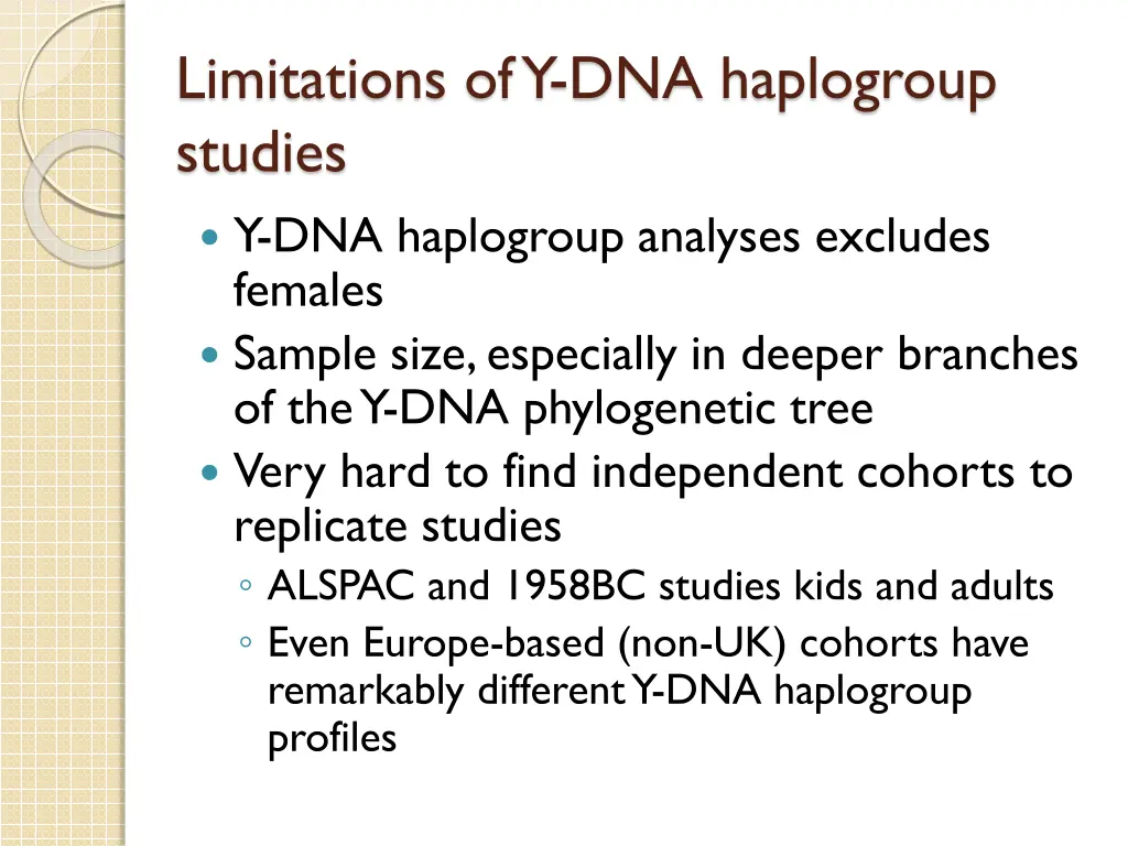 limitations of y dna haplogroup studies