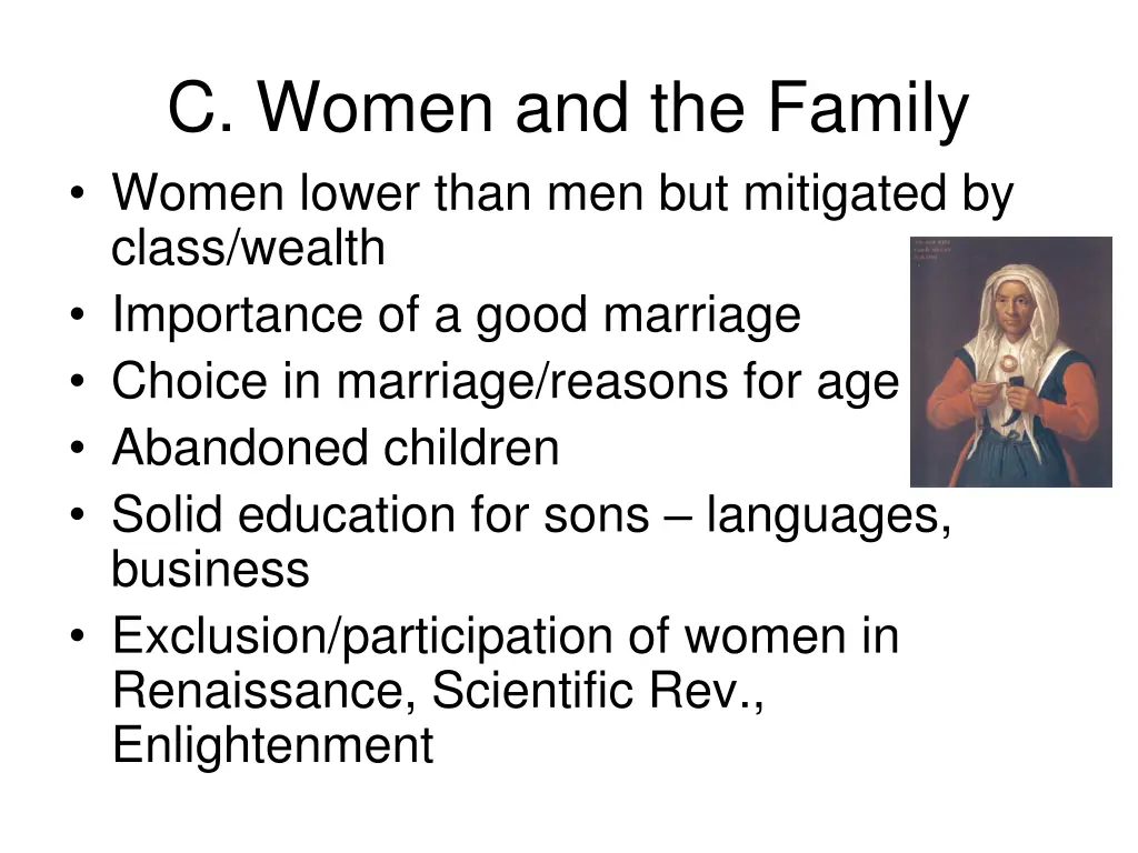 c women and the family women lower than