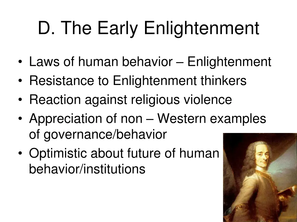 d the early enlightenment