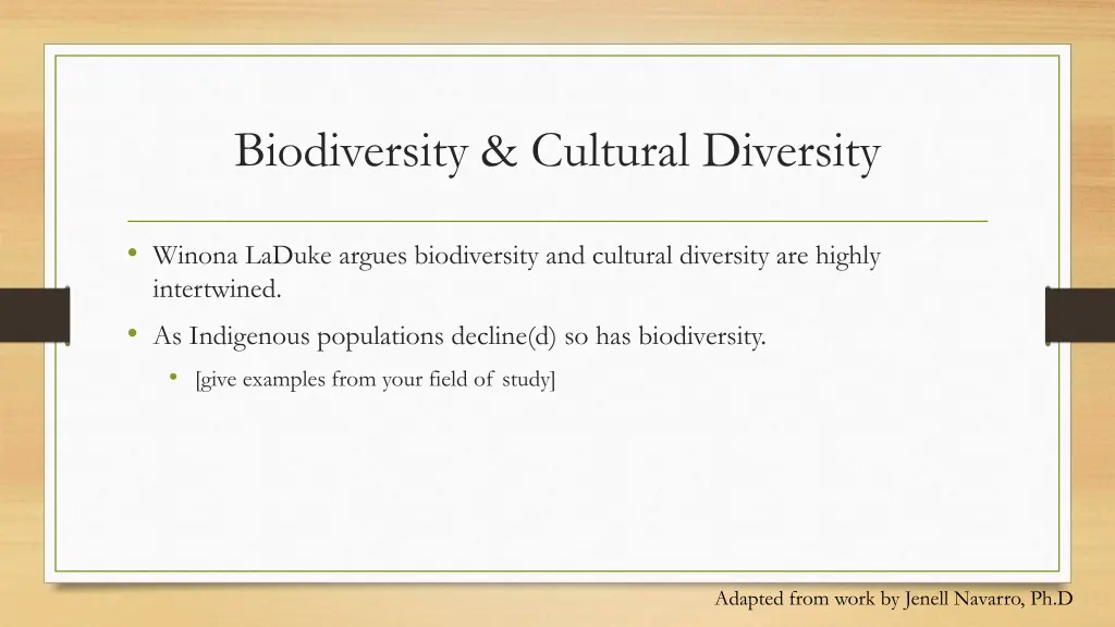 biodiversity cultural diversity