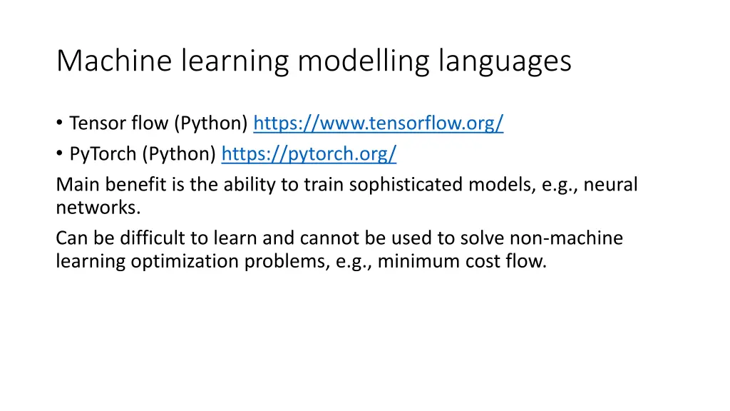 machine learning modelling languages