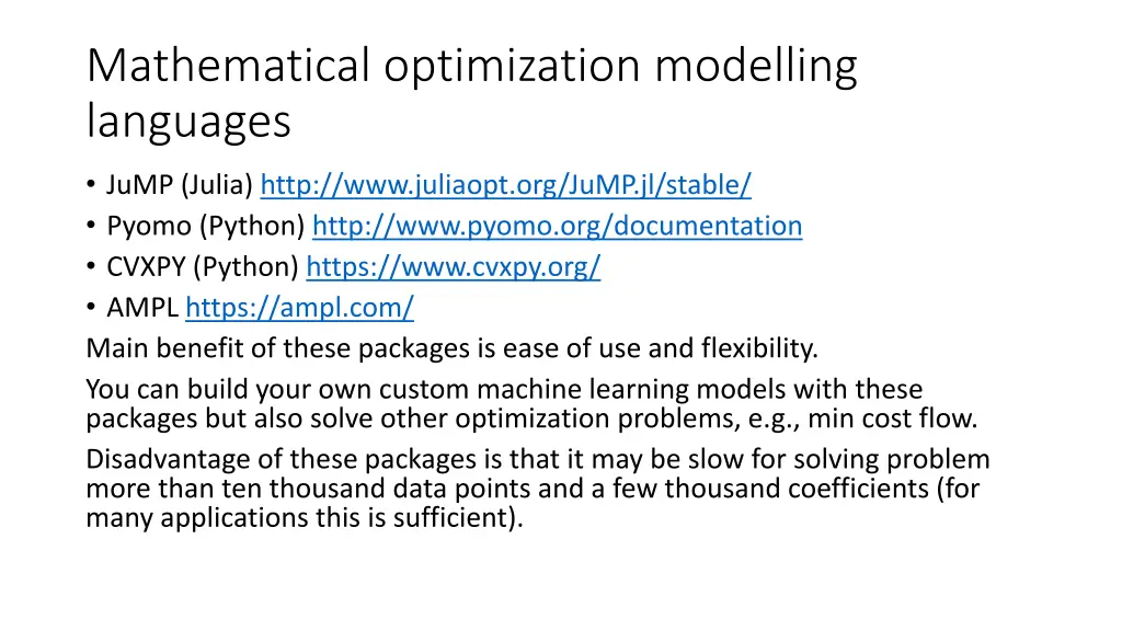 mathematical optimization modelling languages