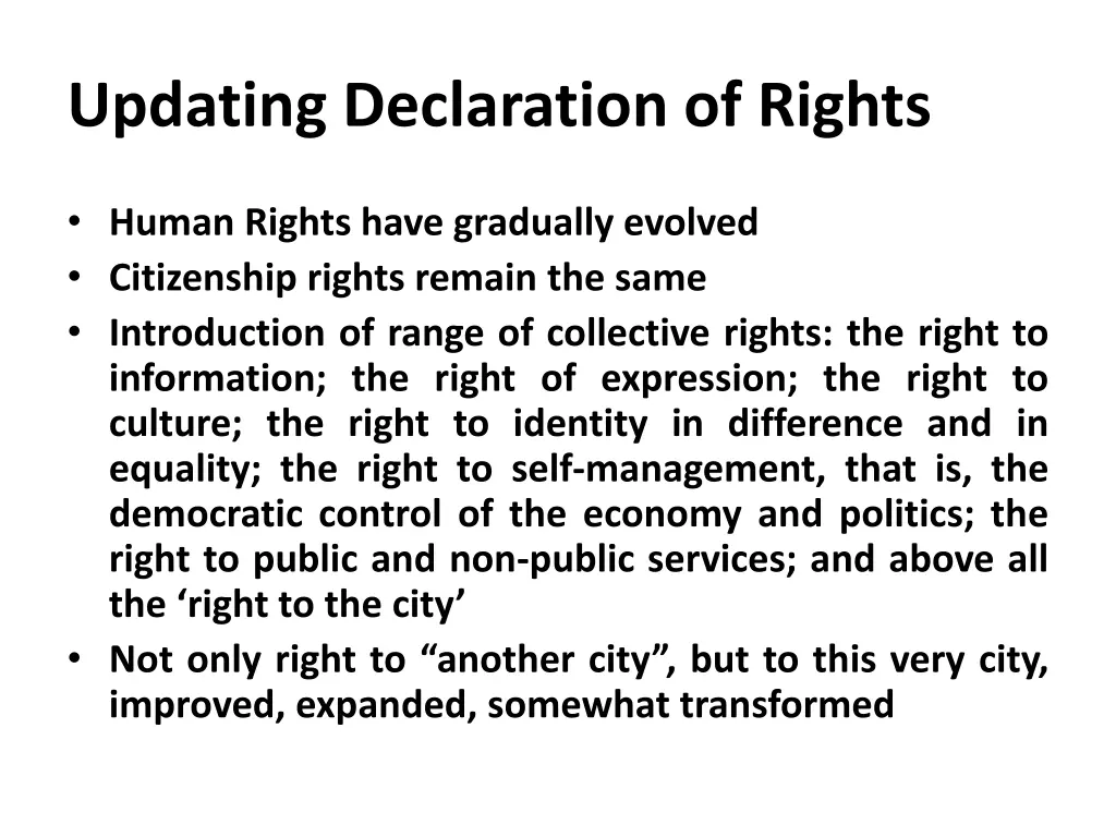 updating declaration of rights