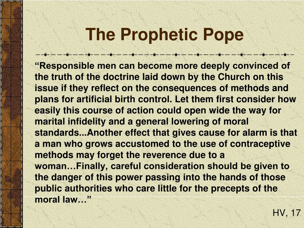 the prophetic pope