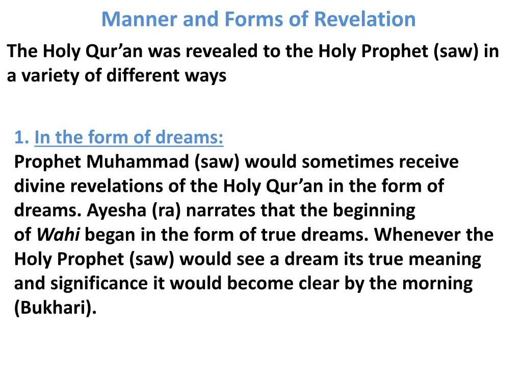 manner and forms of revelation the holy