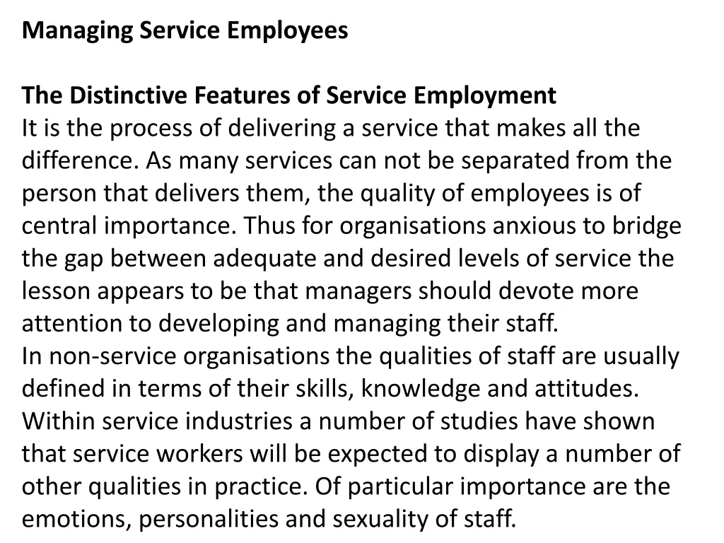 managing service employees