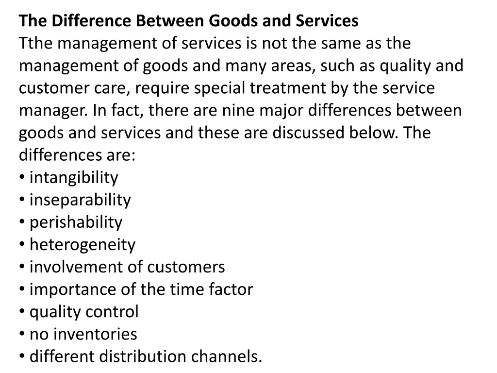 the difference between goods and services tthe