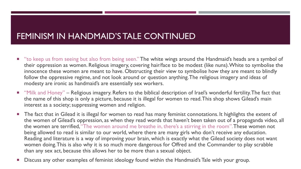 feminism in handmaid s tale continued