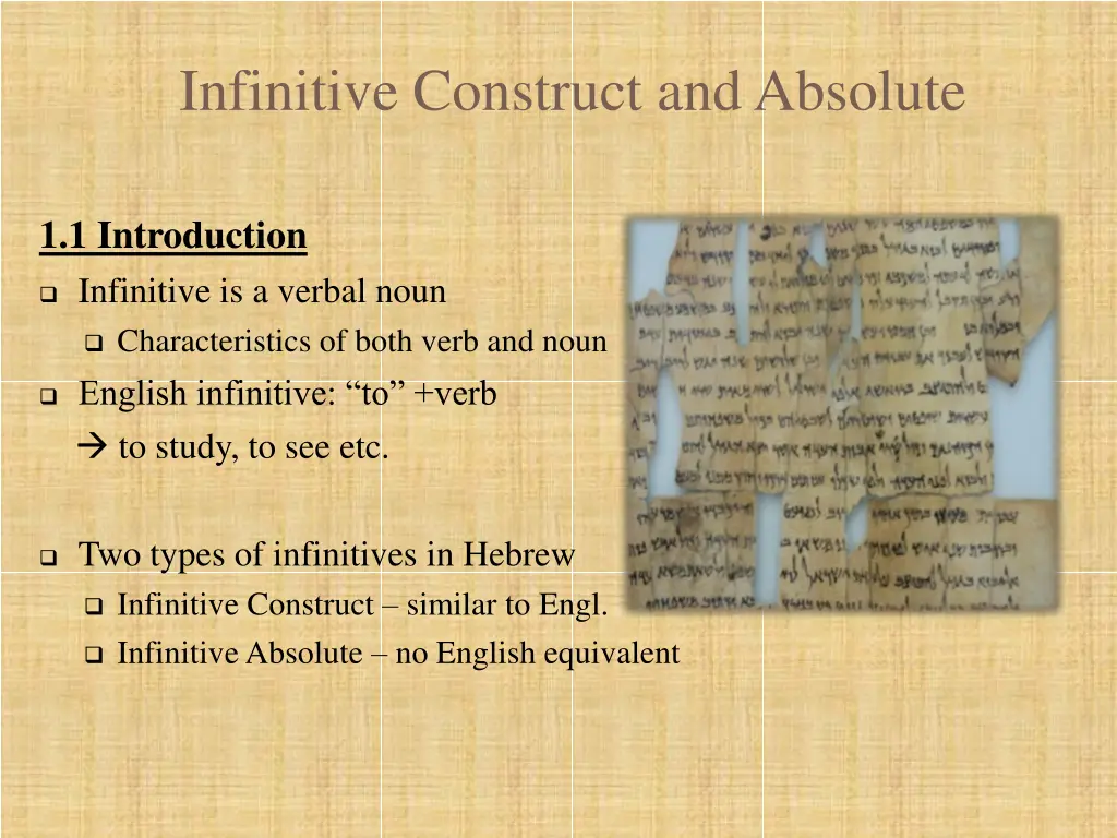 infinitive construct and absolute