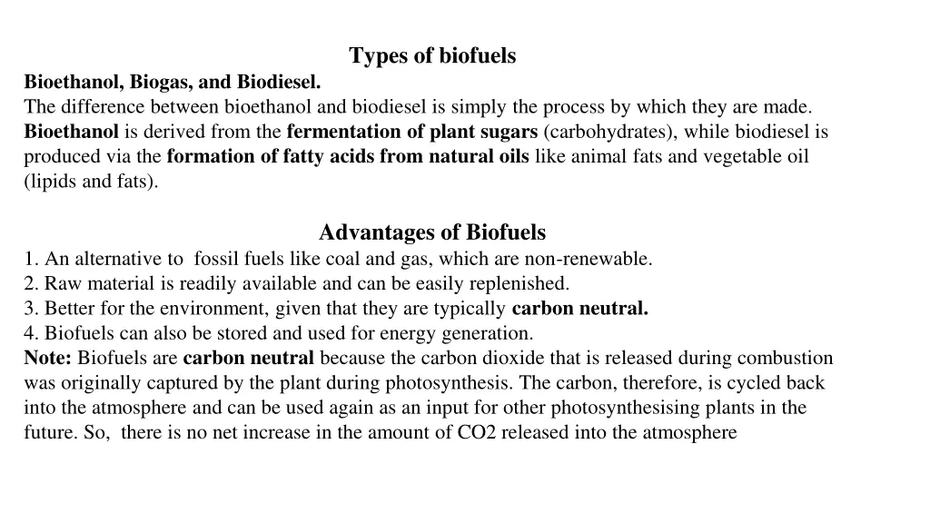 types of biofuels