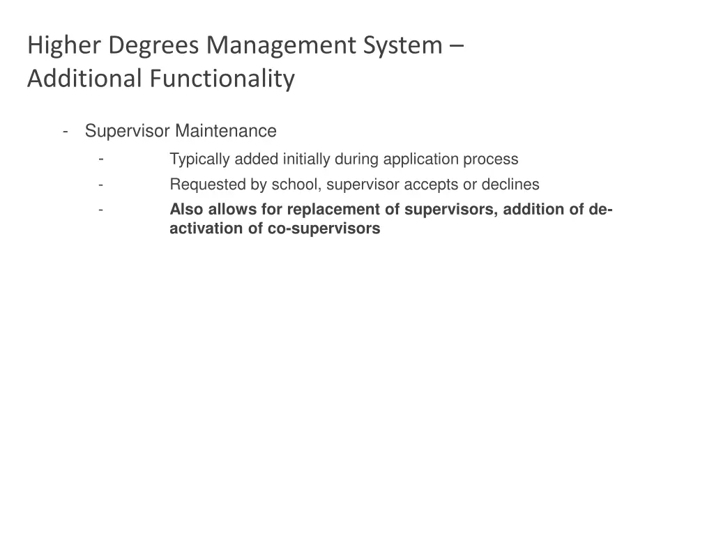 higher degrees management system additional 10