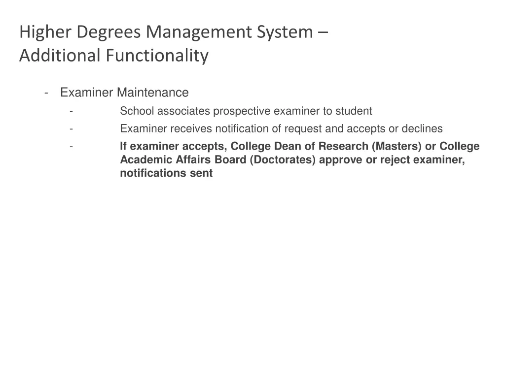 higher degrees management system additional 14