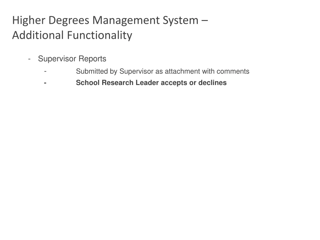 higher degrees management system additional 17