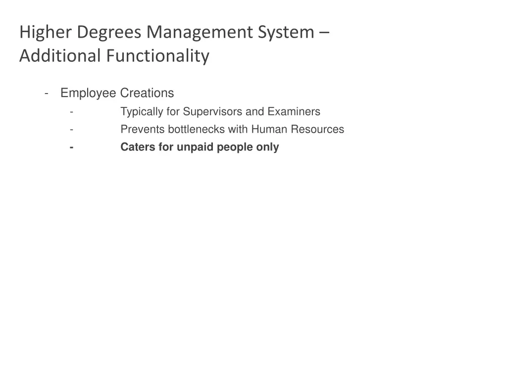 higher degrees management system additional 3