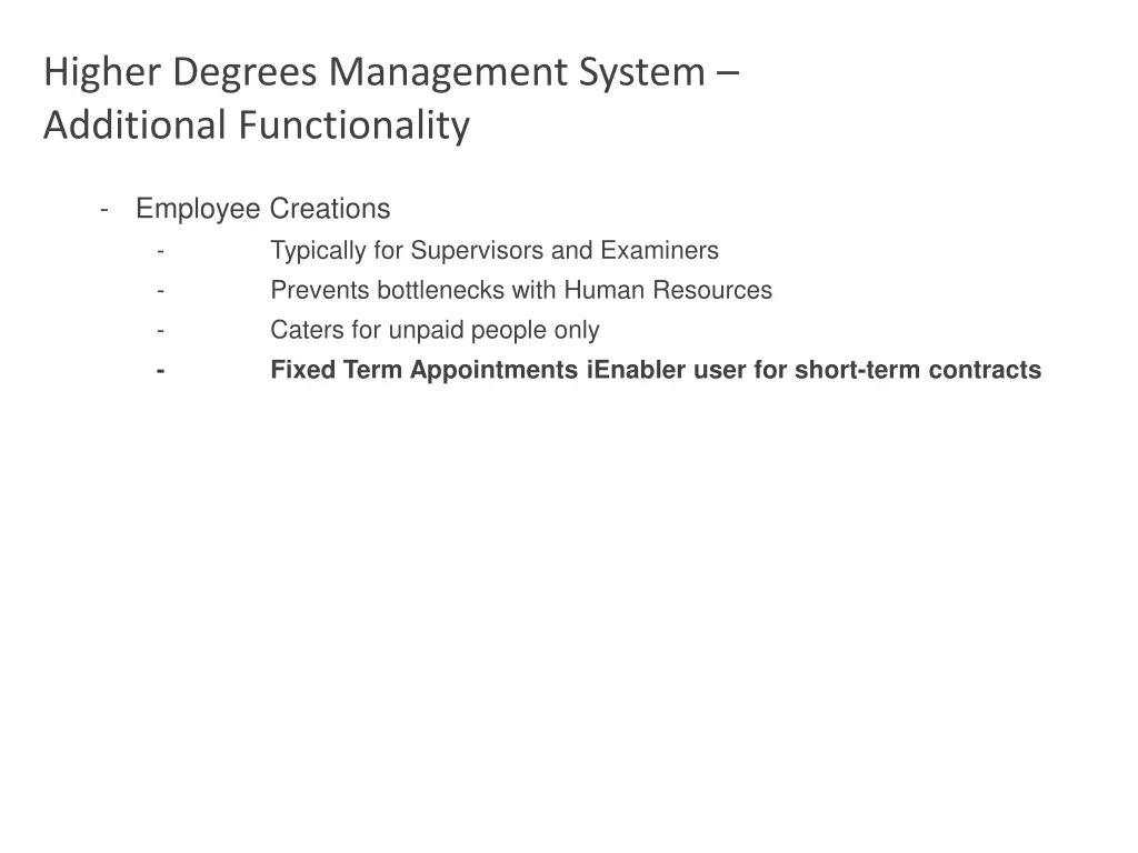 higher degrees management system additional 4