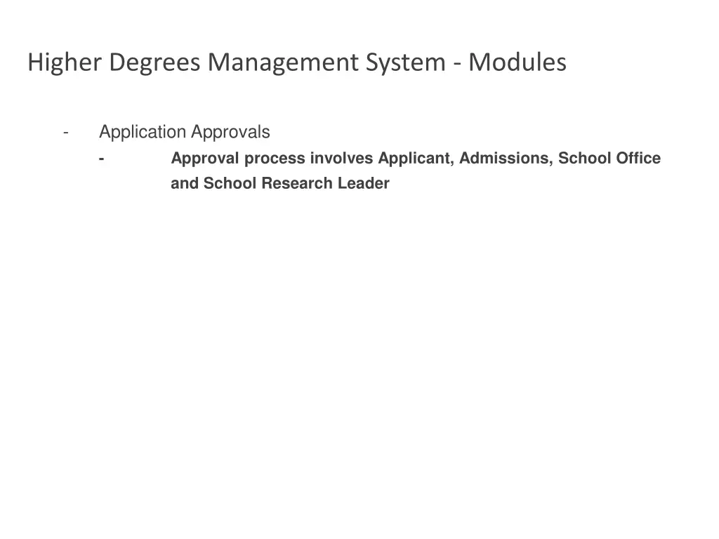 higher degrees management system modules 1