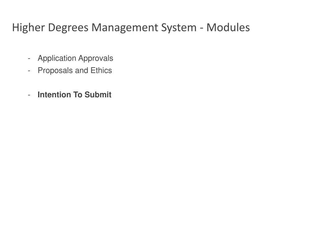 higher degrees management system modules 10