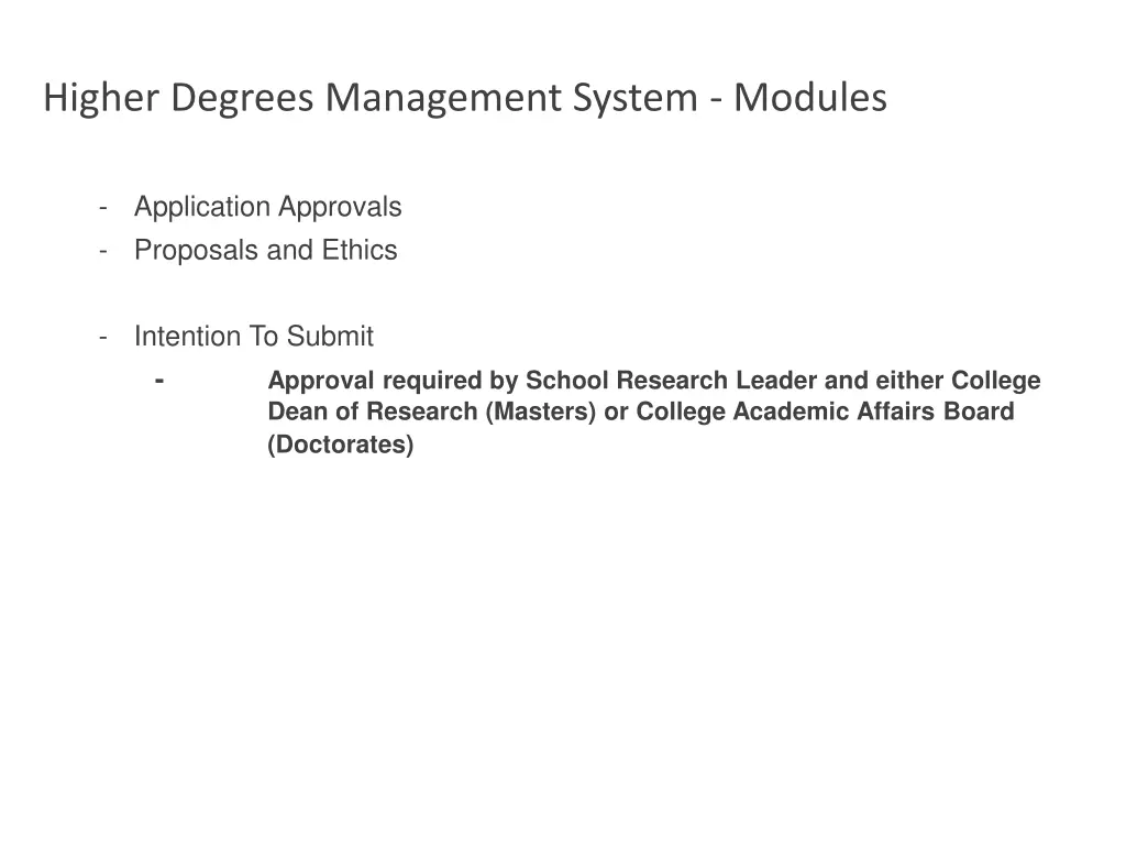 higher degrees management system modules 11