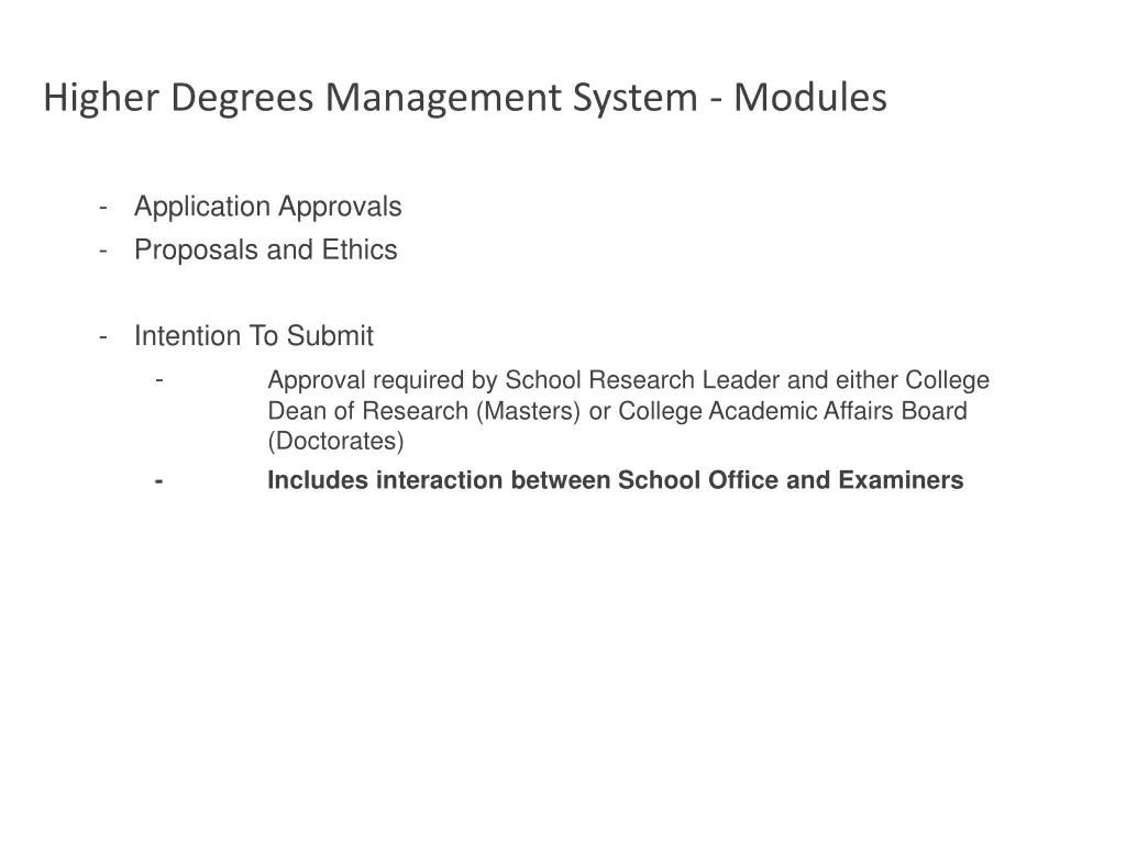 higher degrees management system modules 12