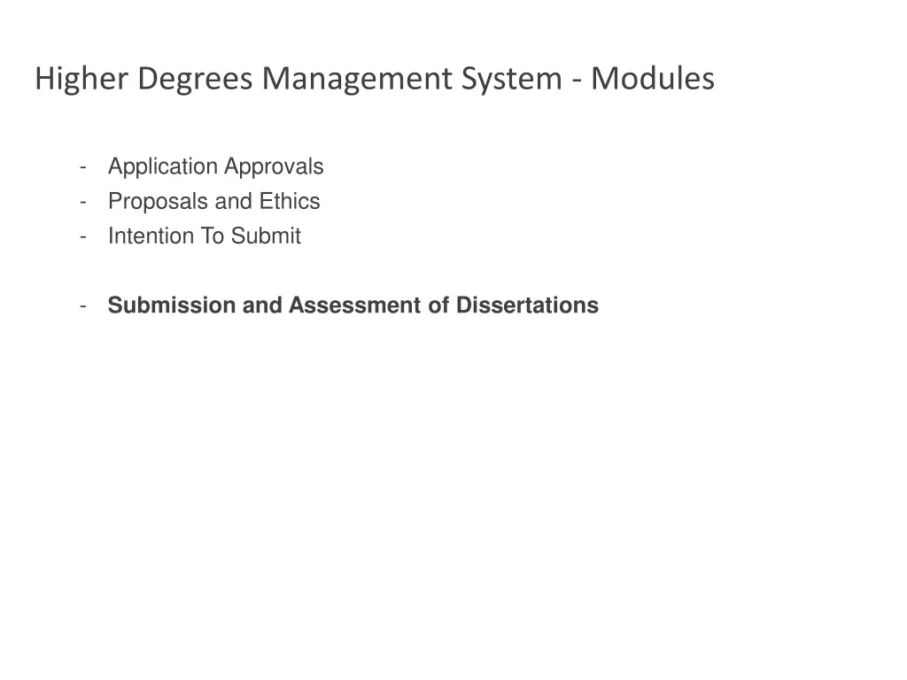 higher degrees management system modules 13