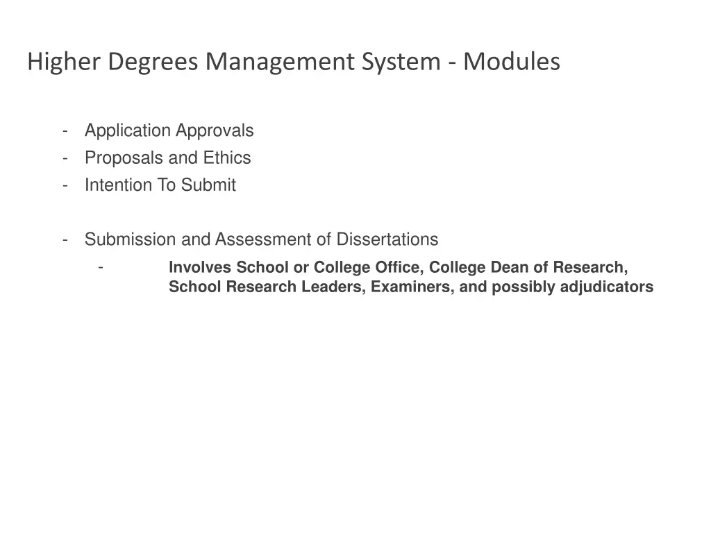 higher degrees management system modules 14