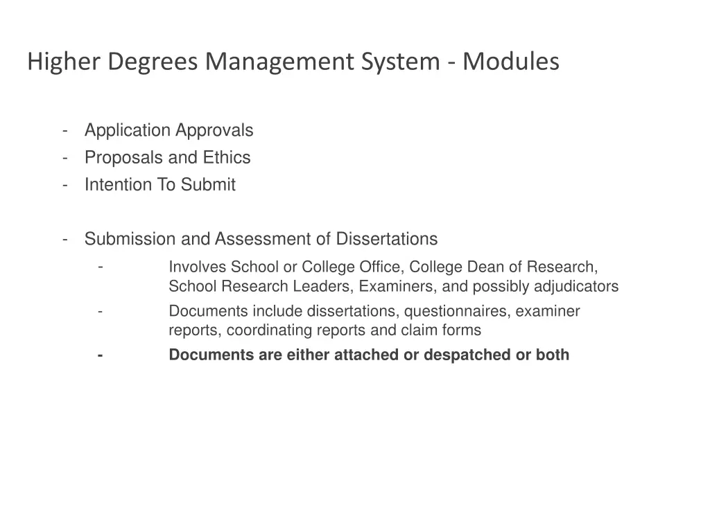 higher degrees management system modules 16