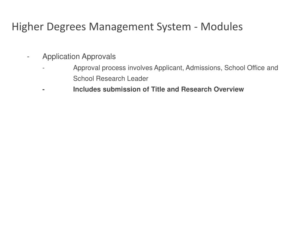 higher degrees management system modules 2