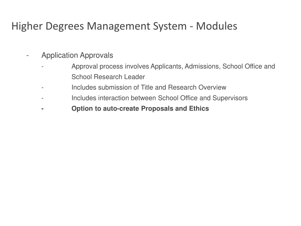 higher degrees management system modules 4