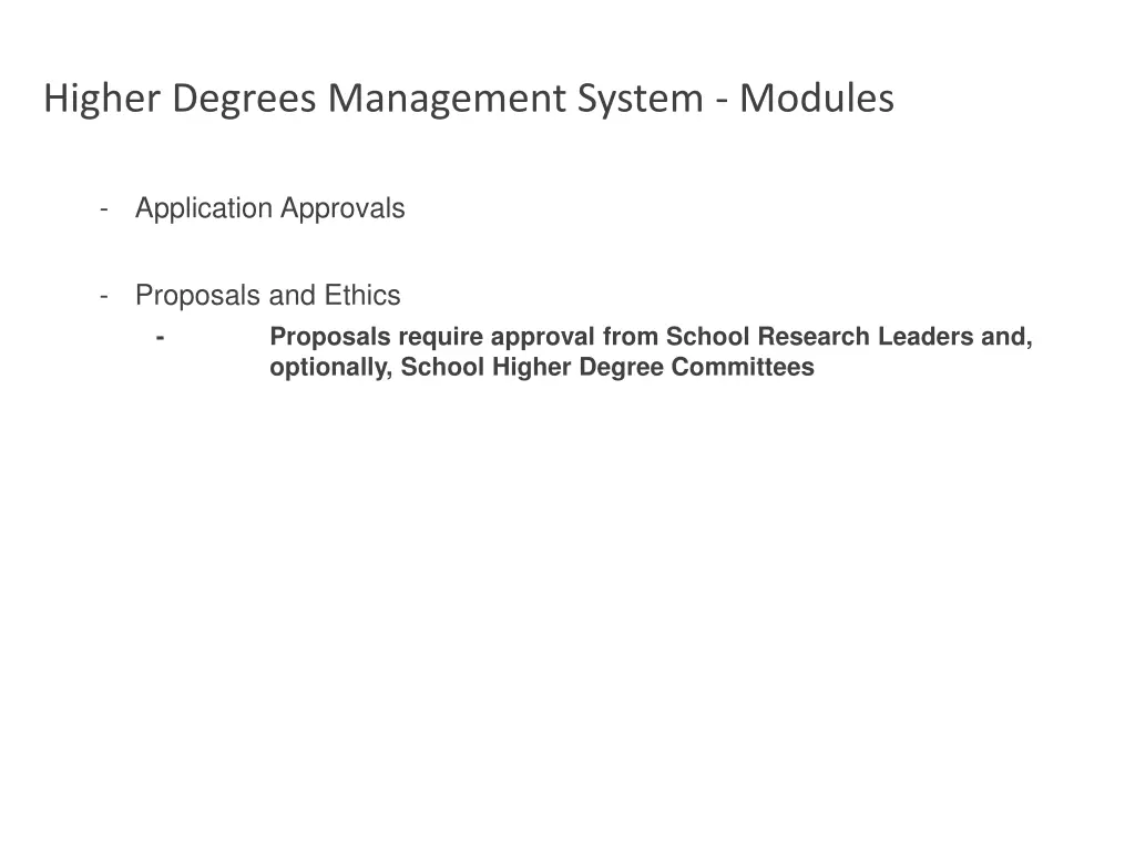 higher degrees management system modules 6