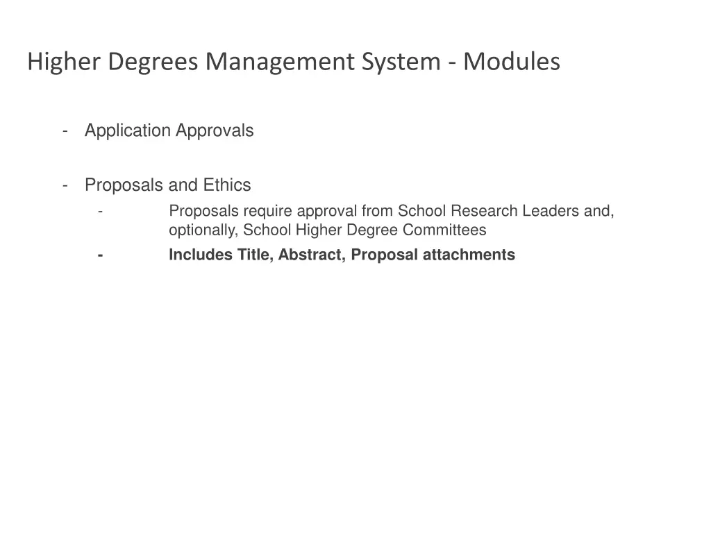 higher degrees management system modules 7