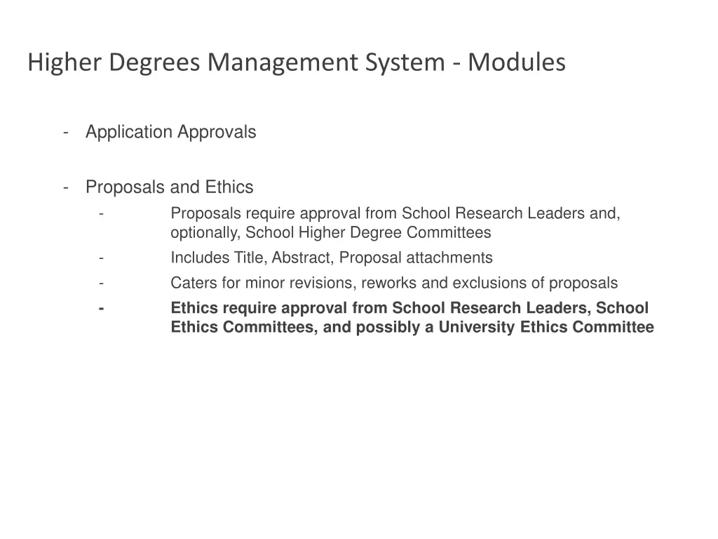 higher degrees management system modules 9