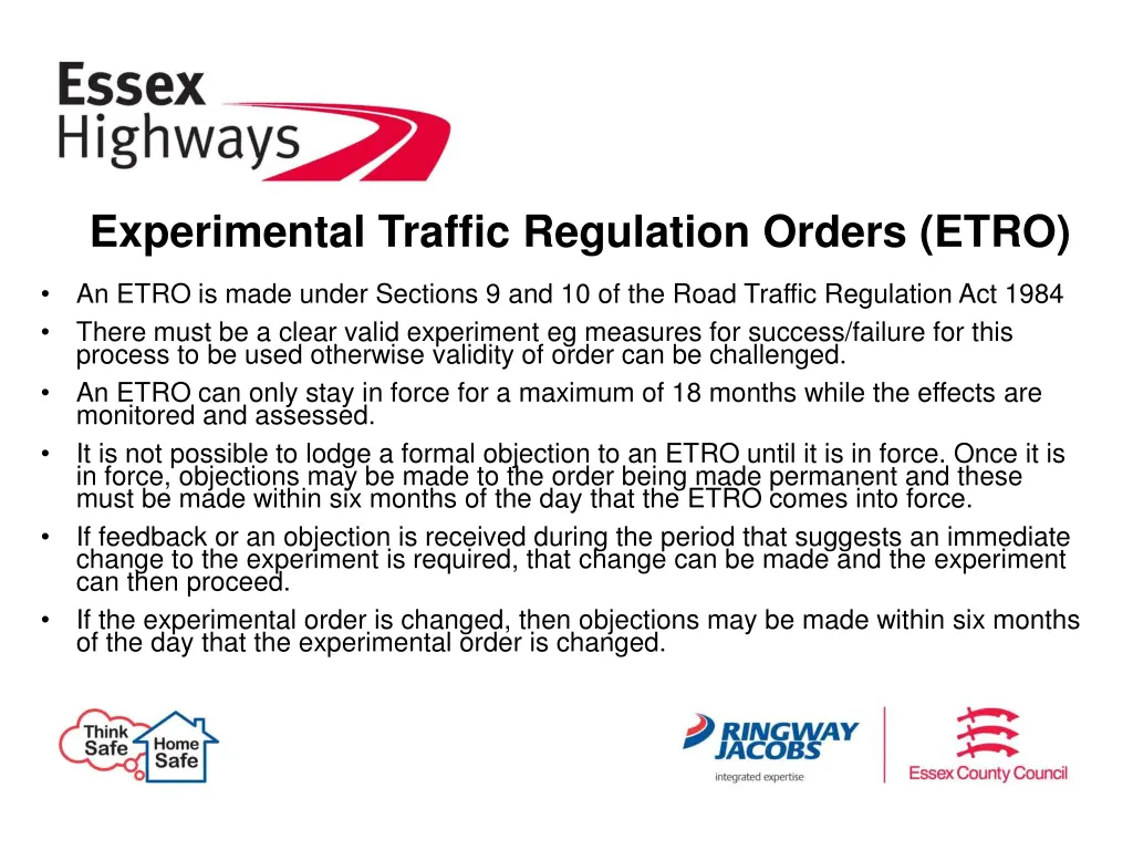 experimental traffic regulation orders etro