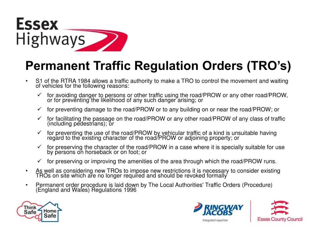 permanent traffic regulation orders tro s