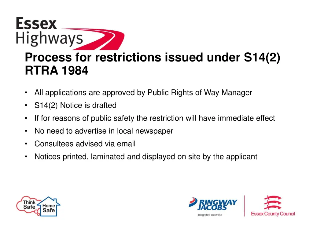 process for restrictions issued under s14 2 rtra