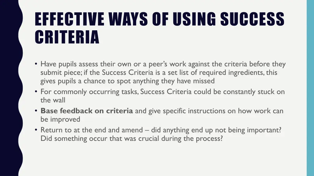 effective ways of using success criteria 1