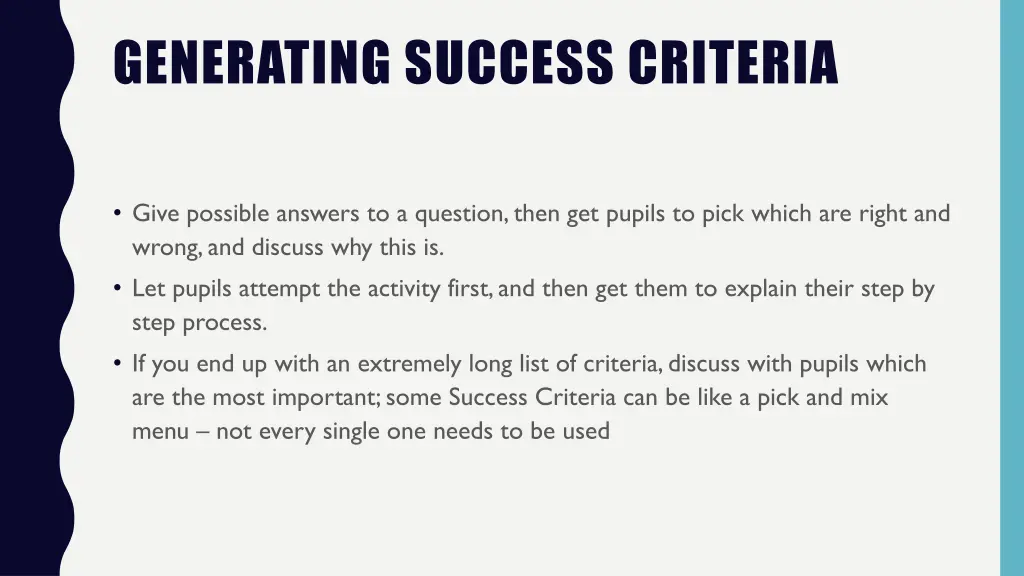 generating success criteria 2