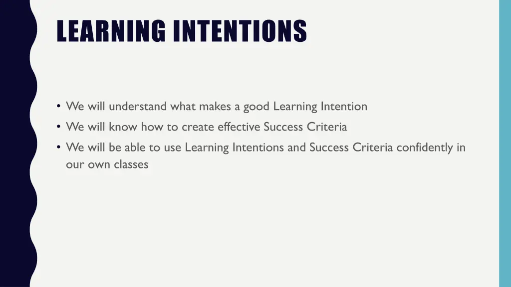 learning intentions 1