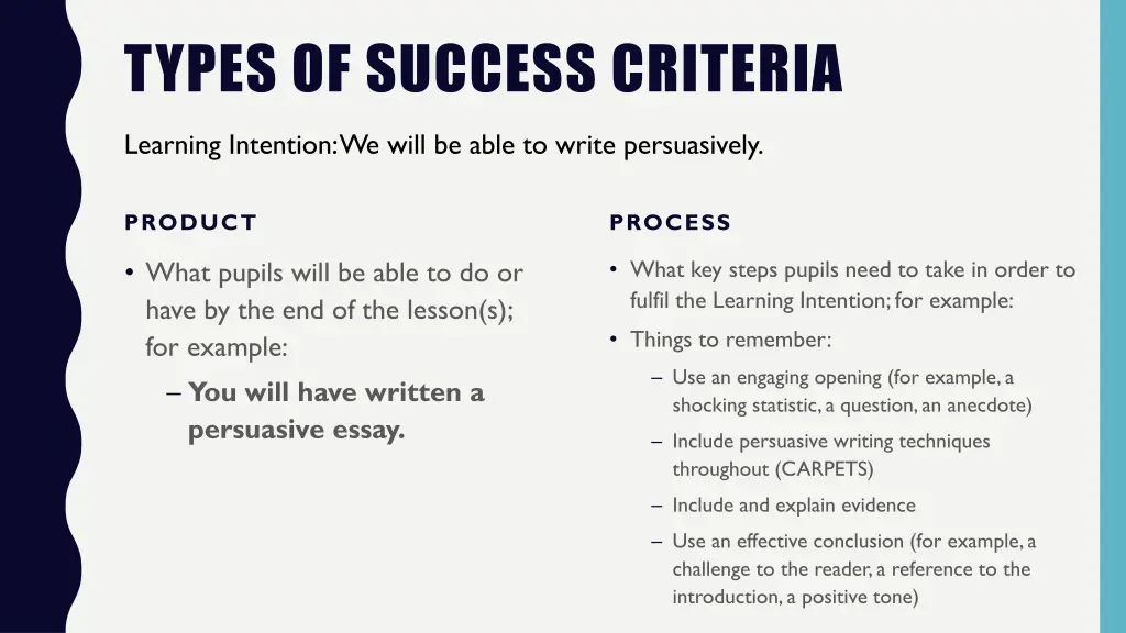 types of success criteria 2