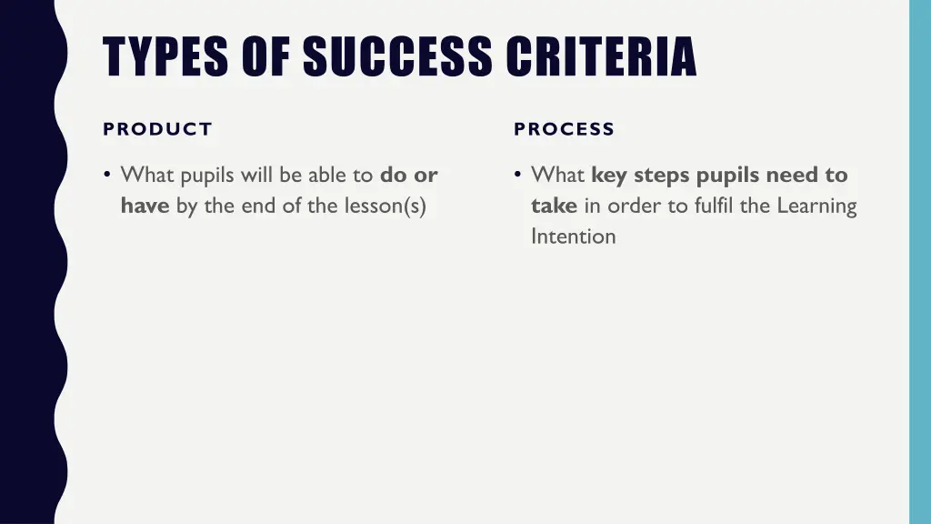 types of success criteria