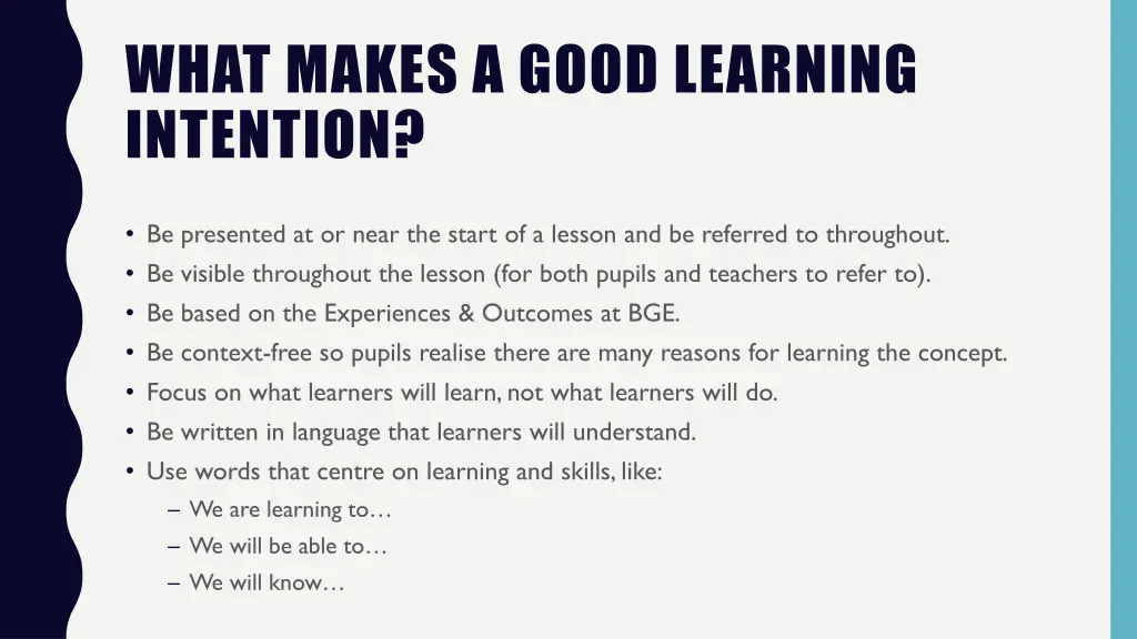 what makes a good learning intention