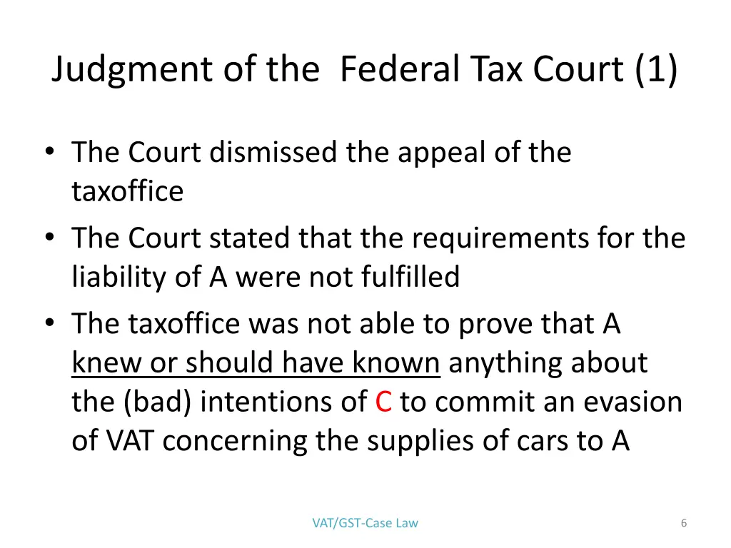 judgment of the federal tax court 1