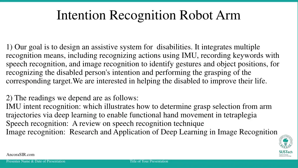 intention recognition robot arm 1