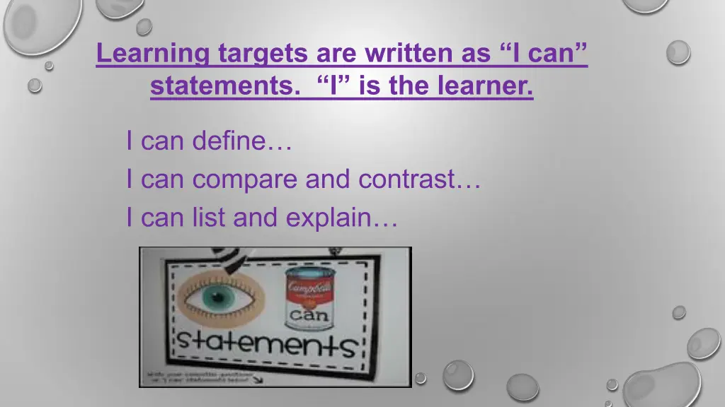 learning targets are written as i can statements