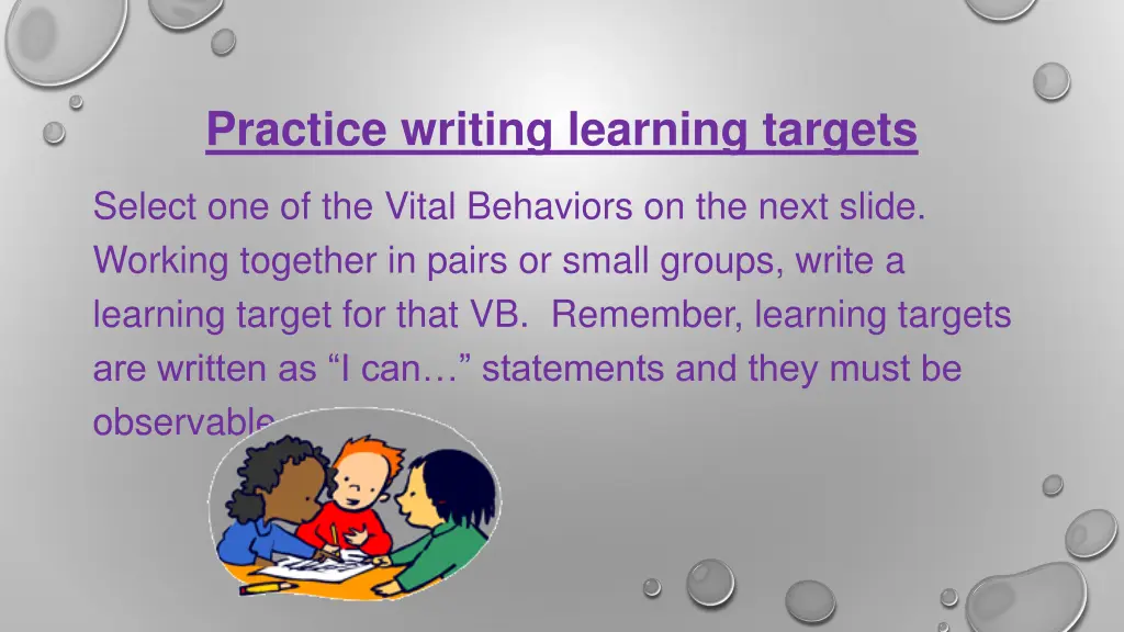 practice writing learning targets