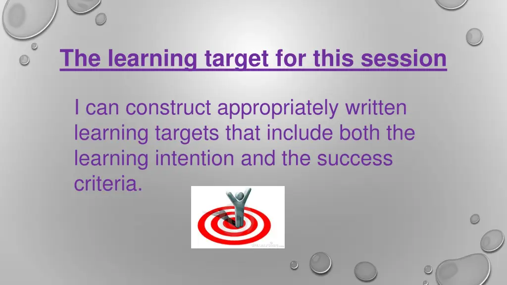 the learning target for this session