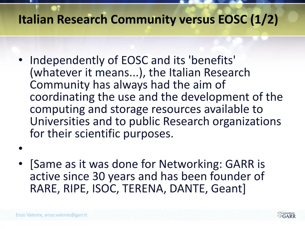 italian research community versus eosc 1 2