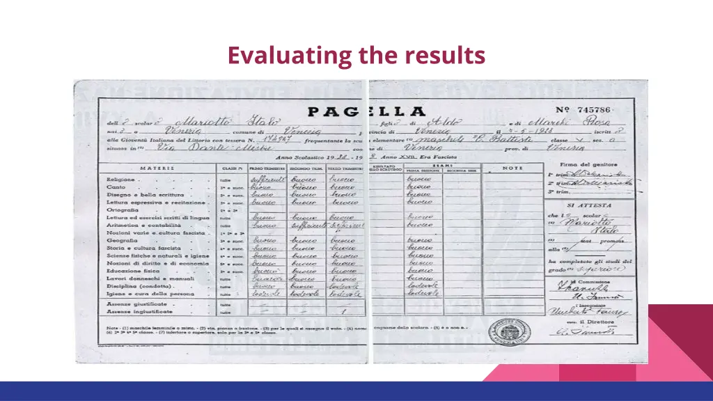 evaluating the results