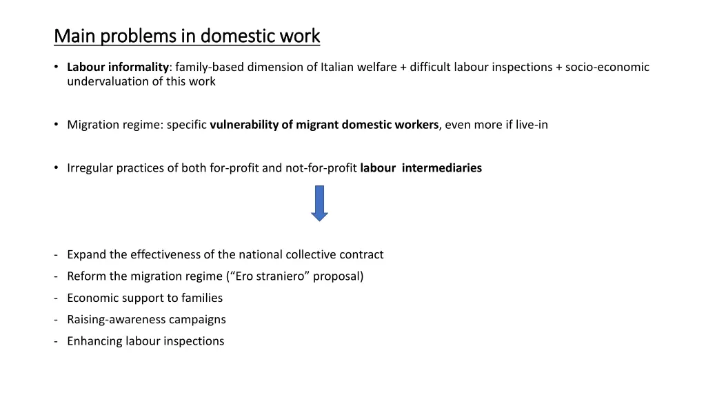 main problems in domestic work main problems